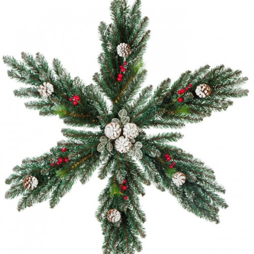 Рождественская снежинка Мечта с шишками и ягодами заснеженная 90 см., ЕлкиТорг (52006)