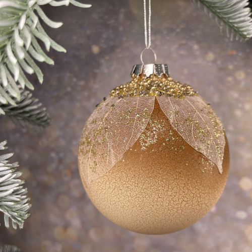 Набор стеклянных шаров Райский сад 80 мм., 9 шт., песочный, Christmas DeLuxe (13033) 