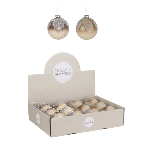 Набор стеклянных шаров Райский сад 80 мм., 9 шт., песочный, Christmas DeLuxe (13033) 