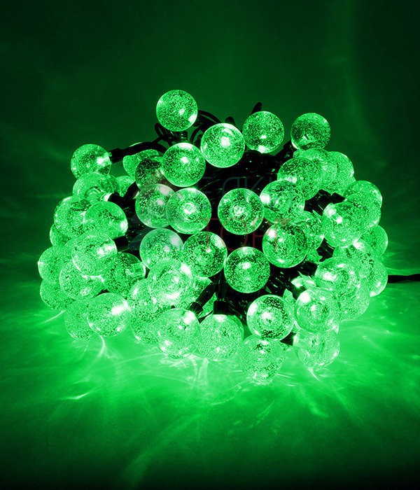 Светодиодная гирлянда шарики Пузырьки 10 м., 220V., 100 зеленых LED ламп 23 мм., коннектор, черный ПВХ, Beauty Led (PCS-100B-G) в Белгороде