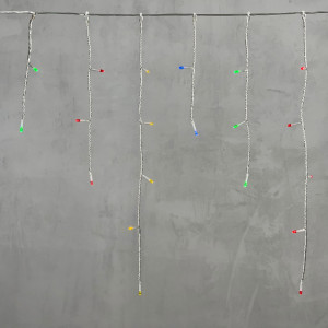 Светодиодная бахрома 3*0.5 м., 3 батарейки типа D 4.5V, 100 разноцветных LED ламп , прозрачный силикон, LTC (ECC100-10-8M)