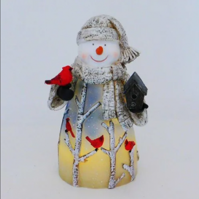 Фигура Снеговичок со скворечником и птичкой 21*14 см., ЕлкиТорг (НФ375)
