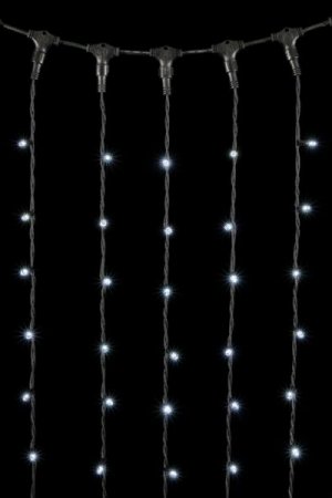 Светодиодный занавес с колпачком 2*2 м., 400 белых LED ламп, каучуковый черный провод, IP65, Beauty led (LL402-1-2W)