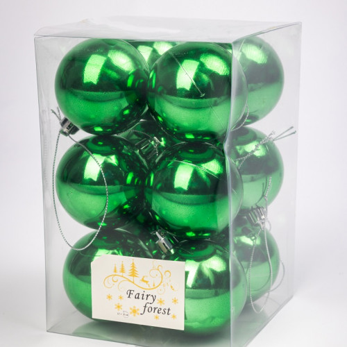 Набор пластиковых шаров Вероника 60 мм., зеленый глянцевый, 12 шт., ЕлкиТорг (150218) в Санкт-Петербурге