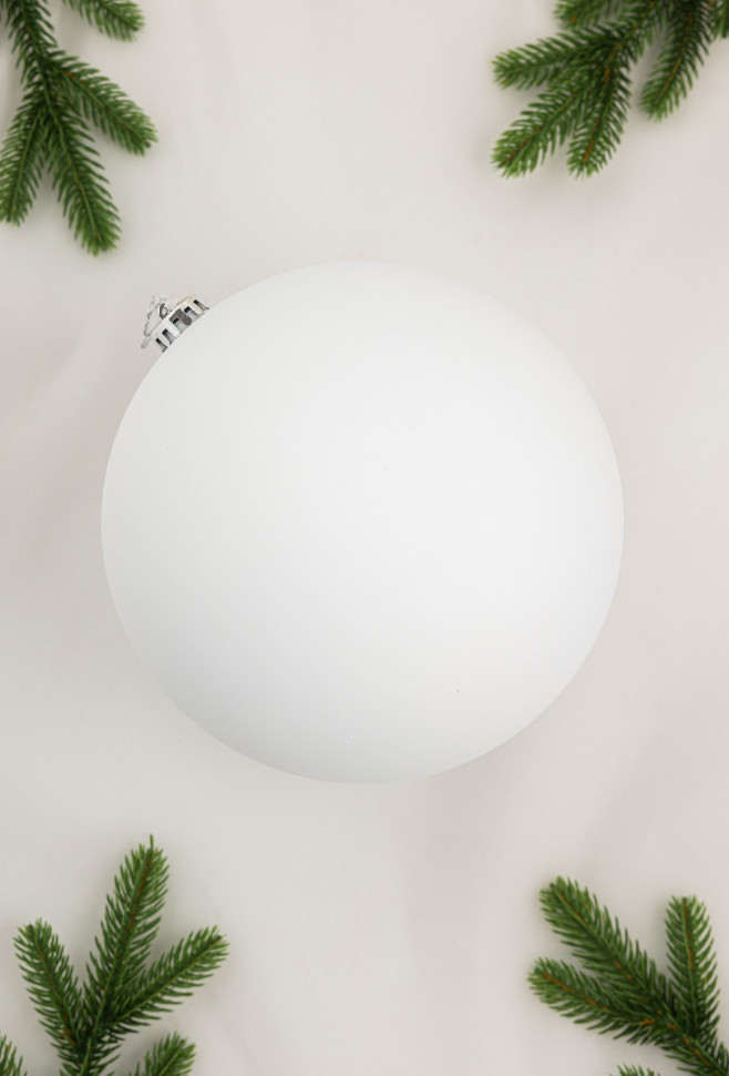 Шар пластиковый матовый 200 мм., белый, ЕлкиТорг (150609) Шар пластиковый матовый 200 мм., белый, ЕлкиТорг (150609)