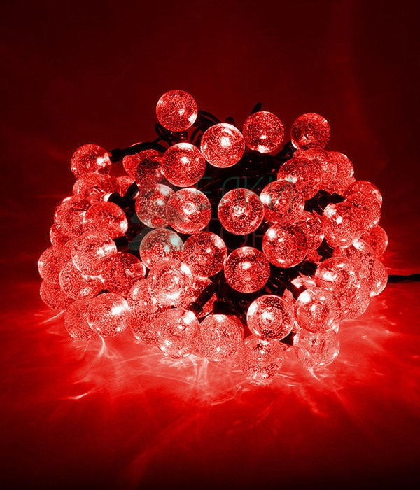Светодиодная гирлянда шарики Пузырьки 10 м., 220V., 100 красных LED ламп 23 мм., коннектор, черный ПВХ, Beauty Led (PCS-100B-R) в Белгороде