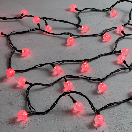 Светодиодная гирлянда шарики Пузырьки 10 м., 220V., 100 красных LED ламп 23 мм., коннектор, черный ПВХ, LTC (PCS-100B-R) в Санкт-Петербурге