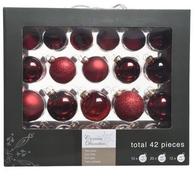Набор стеклянных шаров  Рубиновая россыпь mix, бордовый, 42 шт, Kaemingk (149253) 