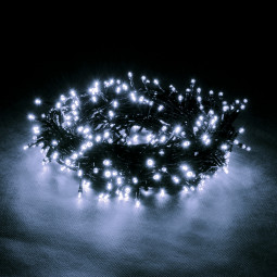 Светодиодная нить 100 холодных белых LED ламп, 10 м., 220В, 8 режимов, зеленый провод, Vegas (55063)