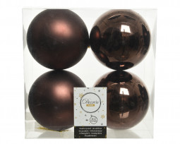 Набор пластиковых шаров Прага 100 мм., темно-коричневый, 4 шт., Kaemingk (022207)