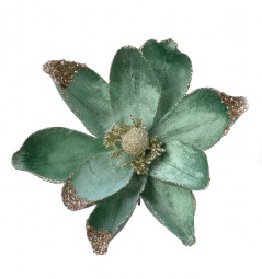 Декоративный цветок Магнолия Южная, бирюзовый с блестками, 20х5 см., Kaemingk (629500/1)