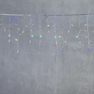 Светодиодная бахрома 3,1*0,5 м., 150 разноцветных LED ламп, мерцание, прозрачный провод ПВХ, LTC (PIL150BLW-10-2M)