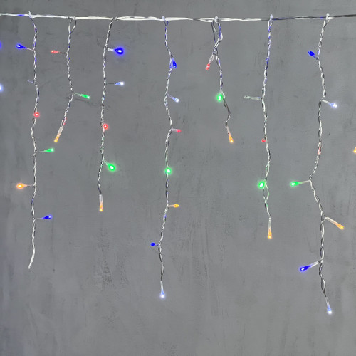 Светодиодная бахрома 3,1*0,5 м., 150 разноцветных LED ламп, мерцание, прозрачный провод ПВХ, LTC (PIL150BLW-10-2M) в Санкт-Петербурге