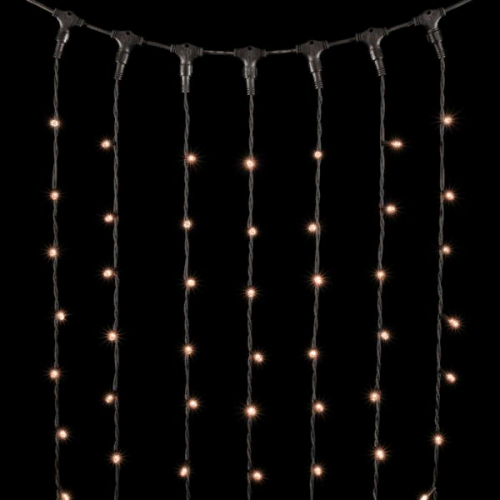 Светодиодный занавес с колпачком 2*3 м., 600 экстра теплых белых LED ламп, каучуковый черный провод, IP65, Beauty led (LL602-1-2EWW)