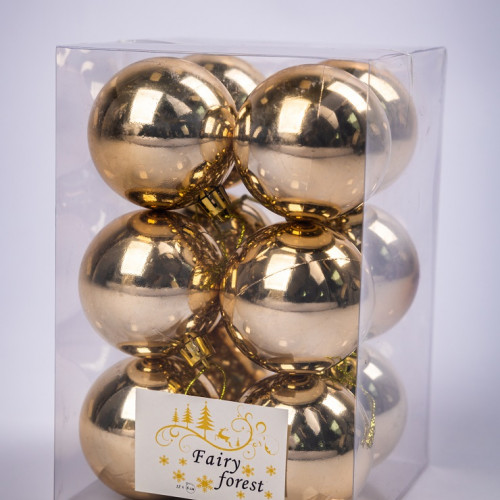 Набор пластиковых шаров Вероника 60 мм., жемчужный глянцевый, 12 шт., ЕлкиТорг (150219) в Санкт-Петербурге