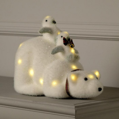Светодиодная фигура Пингвины на медведе 28×21× 15 см, батарейки CR2032х2, теплые LED, Luazon Lighting (4843992)