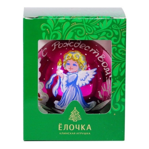 Стеклянный шар Рождественская сказка 85 мм., розовый, Ёлочка (С1164/3)