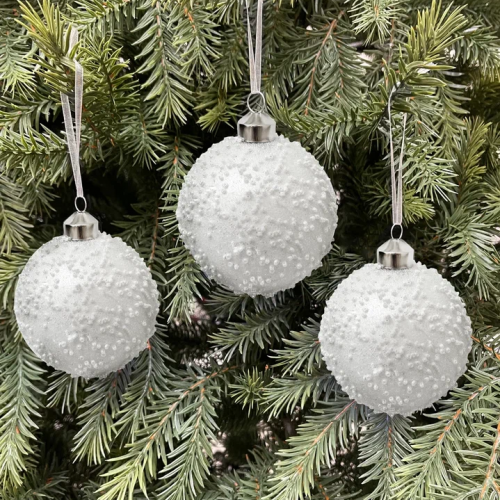 Набор винтажных стеклянных шаров Снежное облако 80 мм., белый, 9 шт., Christmas DeLuxe (13051)