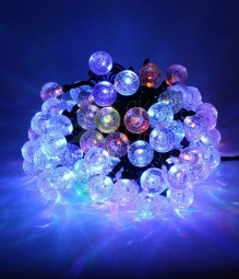 Светодиодная гирлянда шарики Пузырьки 10 м., 220V., 100 RGB LED ламп 23 мм., коннектор, черный ПВХ, Beauty Led (PCS-100B-RGB)