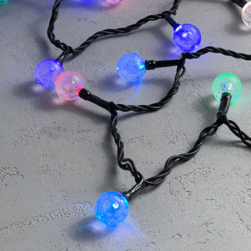 Светодиодная гирлянда шарики Пузырьки 10 м., 220V., 100 RGB LED ламп 23 мм., коннектор, черный ПВХ, LTC (PCS-100B-RGB)