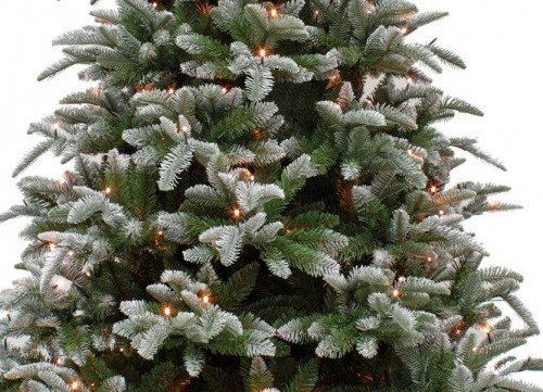 Елка Нормандия пушистая заснеженная 155 см., литая хвоя+пвх, 136 теплых белых LED ламп, Triumph Tree (73754)
