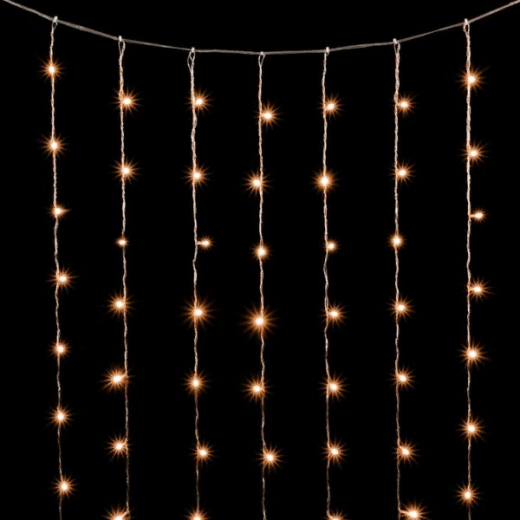 Светодиодный занавес 2*3 м., 600 теплых белых LED ламп, облегченный, прозрачный провод ПВХ, LTC (PCL600NOT-10-2WW) — 