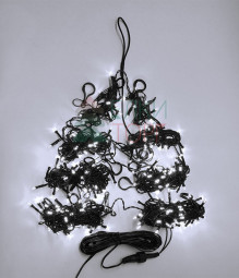 Светодиодная гирлянда Пятиминутка для ели высотой 2.1 м., 224 холодных белых LED ламп, зеленый ПВХ, Beauty Led  (GFM224C-14-1W)
