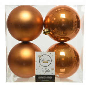 Набор пластиковых шаров Прага 100 мм., янтарный, 4 шт., Kaemingk (022279)