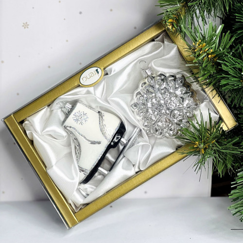 Набор стеклянных игрушек Ледяное ассорти, 2 шт., белый, Irena CO (62346)