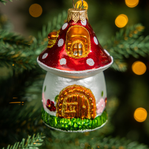 Елочное украшение Теремок, стекло, 11 см., 1 шт., Витус (А334)
