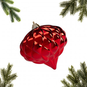 Украшение пластиковое Луковица Винтаж 15 см., глянцевый, красный, ЕлкиТорг (150119) 