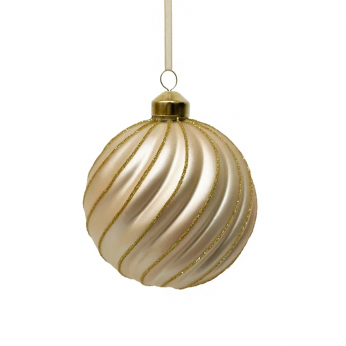 Набор винтажных стеклянных шаров Старинный вальс 100 мм., пудрово-золотой, 6 шт., Christmas DeLuxe (13022)