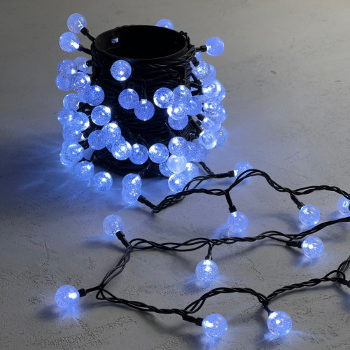 Светодиодная гирлянда шарики Пузырьки 10 м., 220V., 100 белых  LED ламп 23 мм., коннектор, черный ПВХ, LTC (PCS-100B-W)