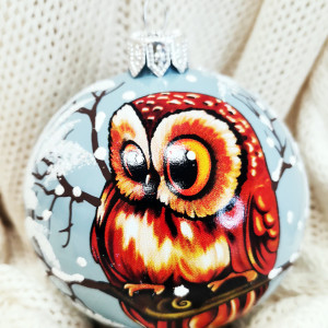 Елочный шар Лесная совушка 10 см., Коломеев (КУ-100-204152)