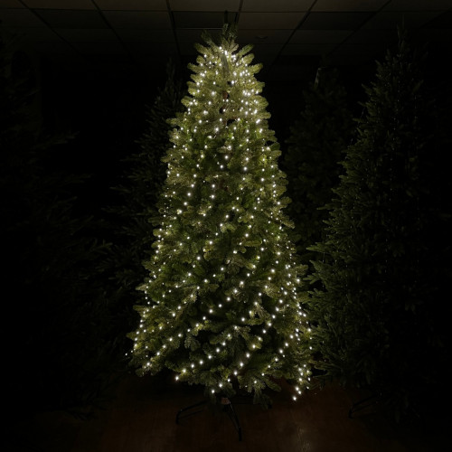 Светодиодная нить Хвост 480 белых ламп, 12 лучей по 2 метра, 24В, 8 режимов, таймер, зеленый провод, LUCA (85437)