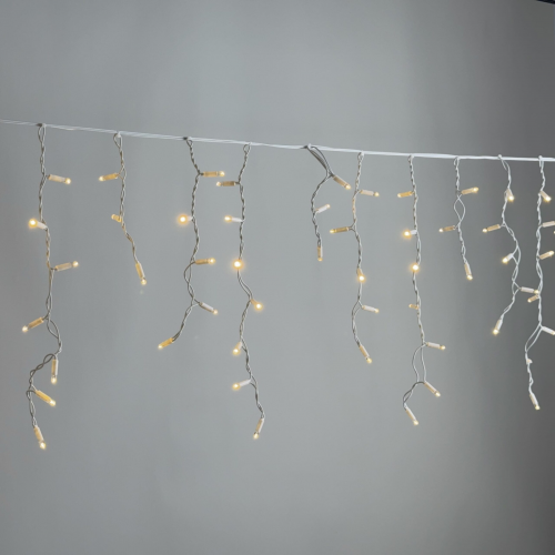 Светодиодная бахрома 3,1*0,5 м., 120 LED, тепло-белый, статика, белый провод каучук, LTC (ECO120-8-2WW)