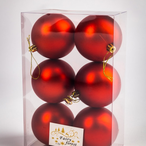 Набор пластиковых шаров Анет 80 мм., красный матовый, 6 шт., ЕлкиТорг (150300) в Санкт-Петербурге