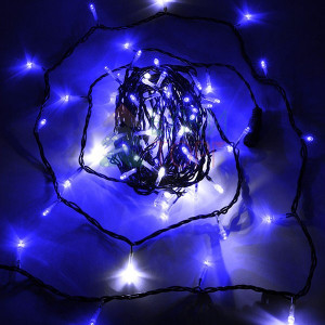 Светодиодная гирлянда с белым бликующим диодом 10 м, 220-230V., 100 синих LED ламп, черный ПВХ, Beauty Led (PST100BLW-11-2B)