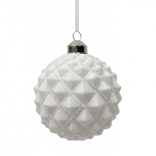 Набор  винтажных стеклянных шаров Белый танец 100 мм., белый, 6 шт., Christmas DeLuxe (13037)