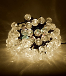 Светодиодная гирлянда шарики Пузырьки 10 м., 220V., 100 теплых белых LED ламп 23 мм., коннектор, черный ПВХ, Beauty Led (PCS-100B-WW)