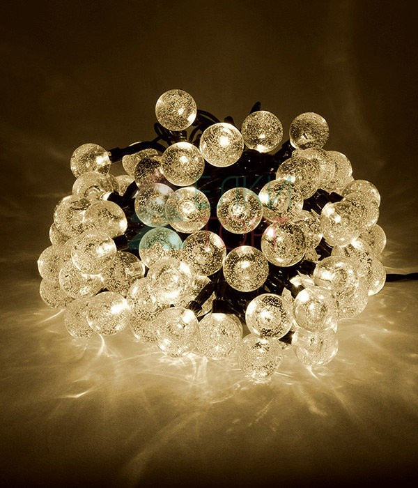 Светодиодная гирлянда шарики Пузырьки 10 м., 220V., 100 теплых белых LED ламп 23 мм., коннектор, черный ПВХ, Beauty Led (PCS-100B-WW) в Белгороде