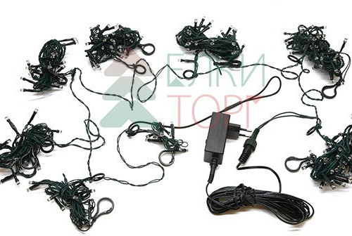 Светодиодная гирлянда Пятиминутка для ели высотой 2.1 м., 224 разноцветных LED ламп, зеленый ПВХ, Beauty Led (GFM224C-14-1M)