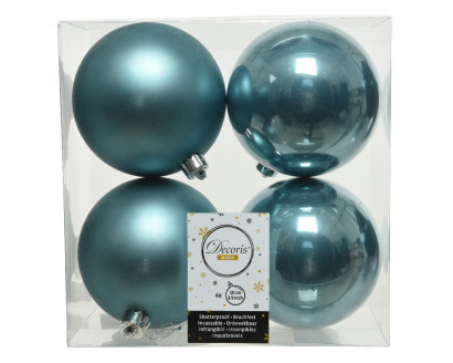 Набор пластиковых шаров Прага 100 мм., голубой рассвет, 4 шт., Kaemingk (022281)