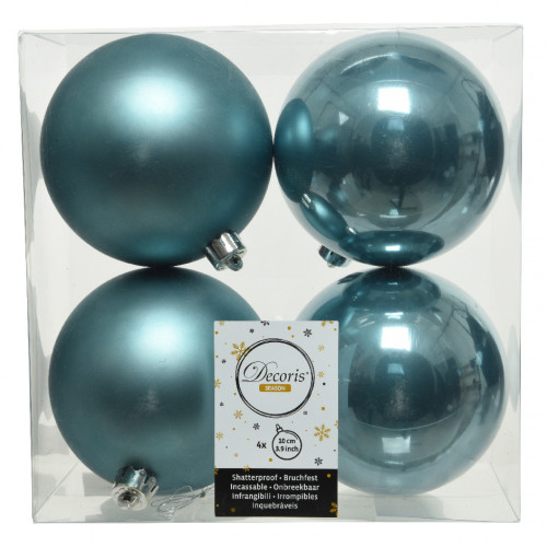 Набор пластиковых шаров Прага 100 мм., голубой рассвет, 4 шт., Kaemingk (022281)