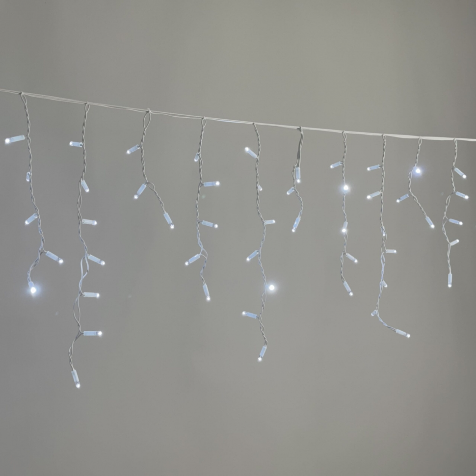 Светодиодная бахрома 3,1*0,5 м., 120 LED, холодный белый, статика, белый провод каучук, LTC (ECO120-8-2WW) в Екатеринбурге