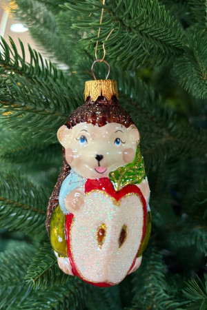 Формовая игрушка Ёжик с яблоком 10 см., стекло, Витус (А458)