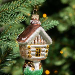 Елочное украшение Лесной дом, стекло, 13 см., 1 шт., Витус (А337)
