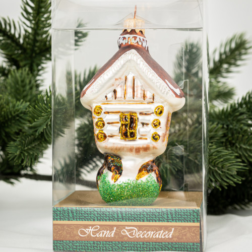 Елочное украшение Лесной дом, стекло, 13 см., 1 шт., Витус (А337)