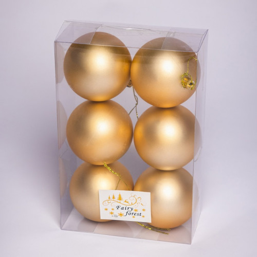 Набор пластиковых шаров Анет 80 мм., золотой матовый, 6 шт., ЕлкиТорг (150301)