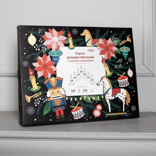 Светодиодная Рождественская горка 39×29× 4.5 см., дерево, 220 В, Luazon Lighting (4357282)
